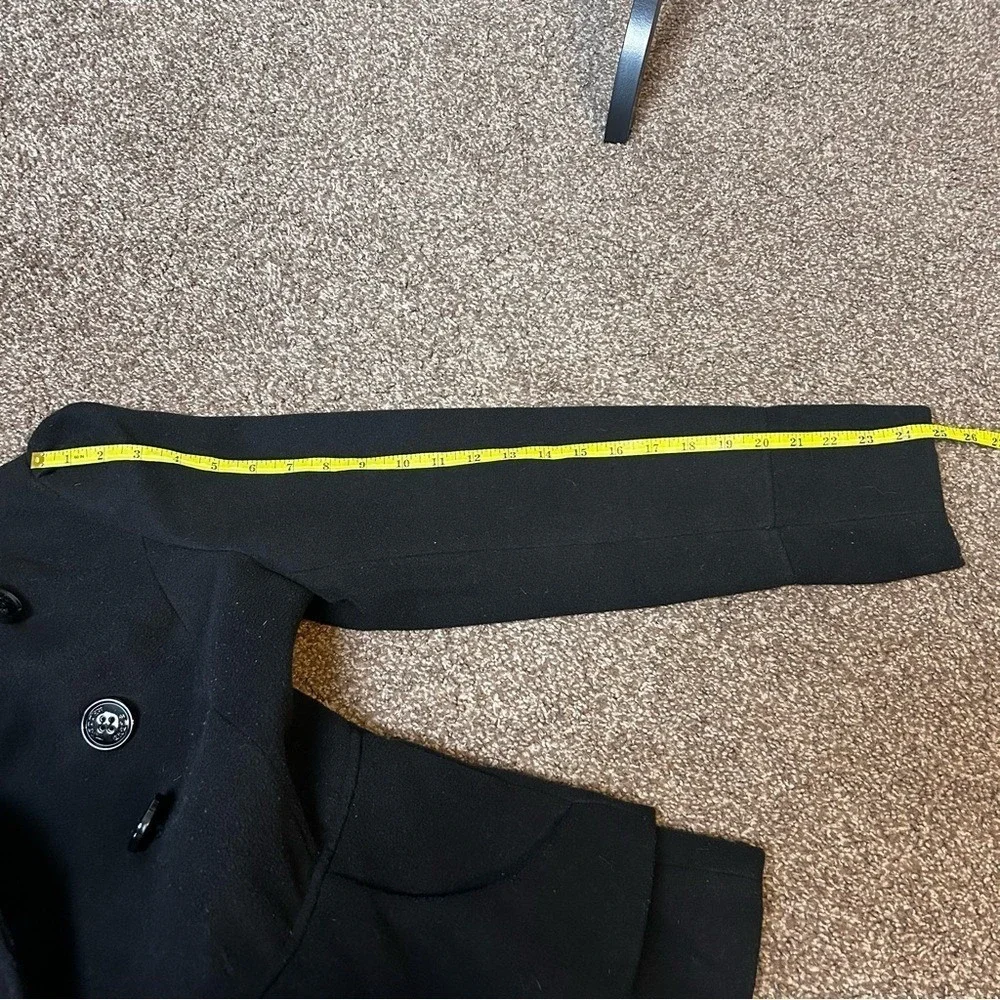 Steve Madden‎ Black Double Breasted Peacoat Puff Shoulder Snakeskin Lining Large